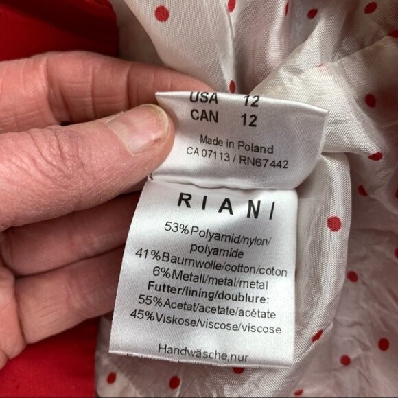 Riani Red Spring Coat with Ruffled Collar - Picture 11 of 14